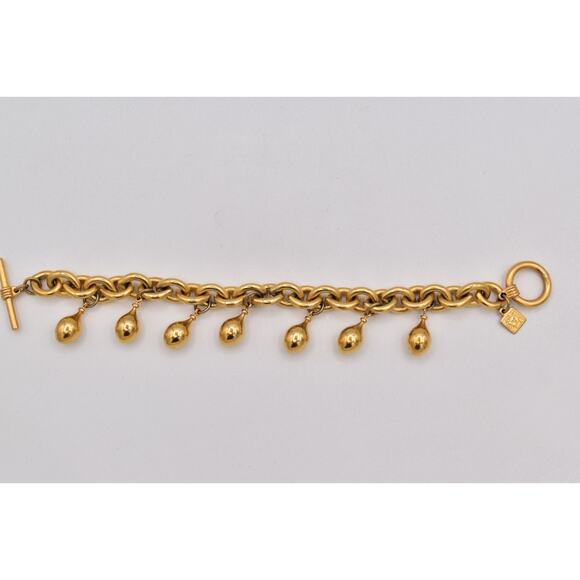 Anne Klein Vintage Charm Bracelet Gold Toggle Teardrop Dangles AK Signed BinO - Picture 9 of 12